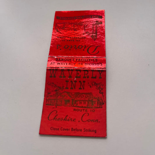 Waverly Inn Cheshire, Diorio's Restaurant Waterbury CT Matchbook Cover TB8-MB-3