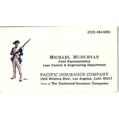 Michael Muduryan Pacific Ins Co Los Angeles Vintage Business Card SD9-B9
