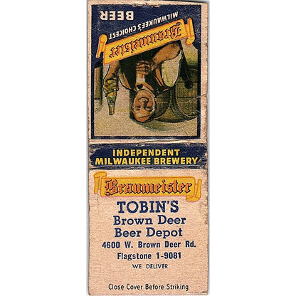 Tobin's Brown Deer Beer Depot WI Vintage Matchbook Cover SF3-Y5
