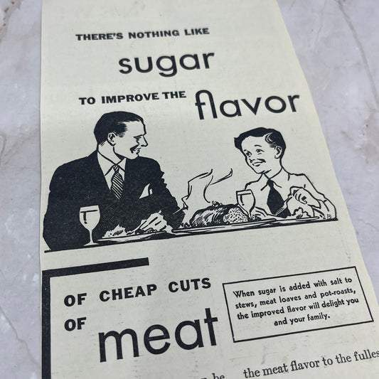 1937 Flavor Cheap Cuts of Meat With Sugar 4.5x12 Magazine Advertisement FL6-6