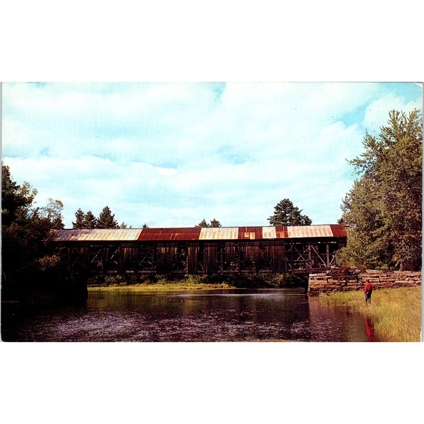 Hemlock Bridge Saco River Fryeburg Bridgton ME Vintage Bridge Postcard PD3