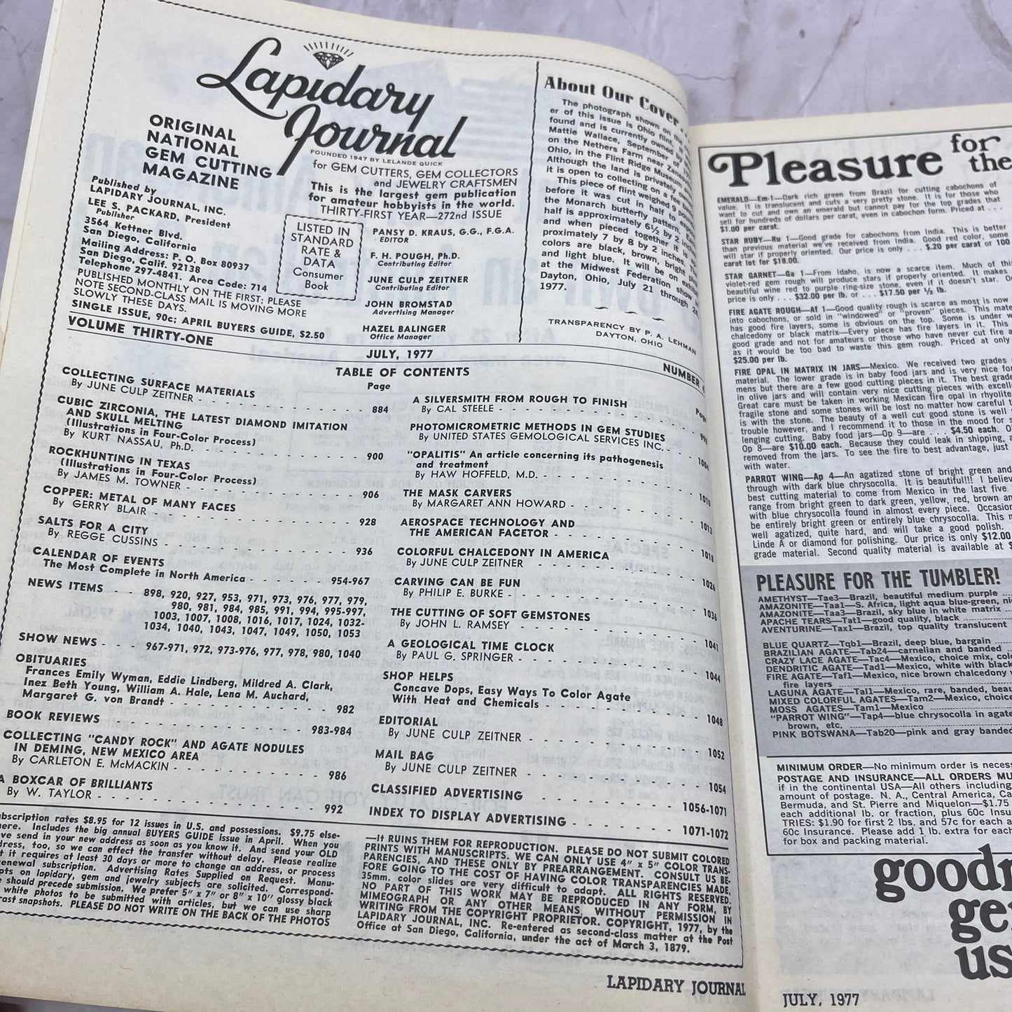 Butterfly in Flint - Lapidary Journal Magazine - Jul 1977 M28