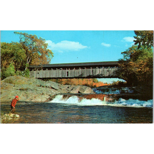 Wild Ammonoosuc River Bridge Swiftwater NH Vintage Covered Bridge Postcard PD1