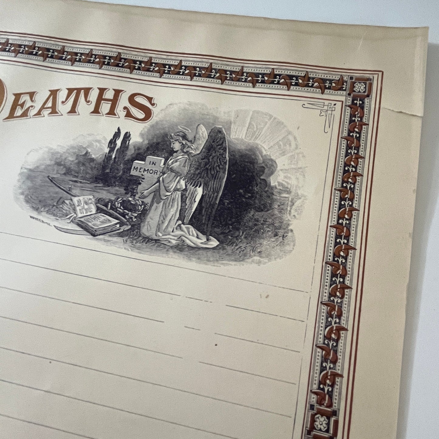 Births and Deaths Record Sheet Double Sided 1892 Bible Engraving V1-6