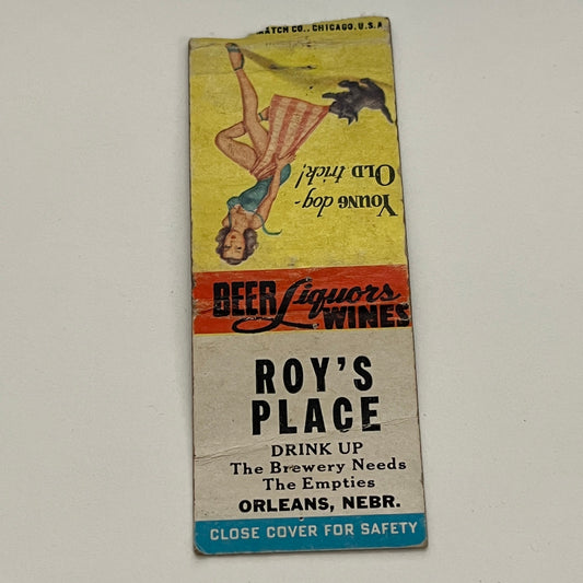 Roy's Place Bar Orleans Nebraska Pinup Vintage Matchbook TB6-MB2-14