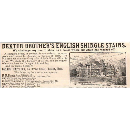 Dexter Brother's English Shingle Stains Boston MA 1892 Magazine Ad AB6-SM1