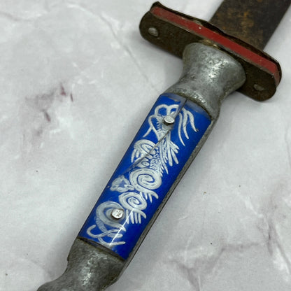 Vintage Japanese Metal & Blue/White Lucite Letter Opener 7" SC1
