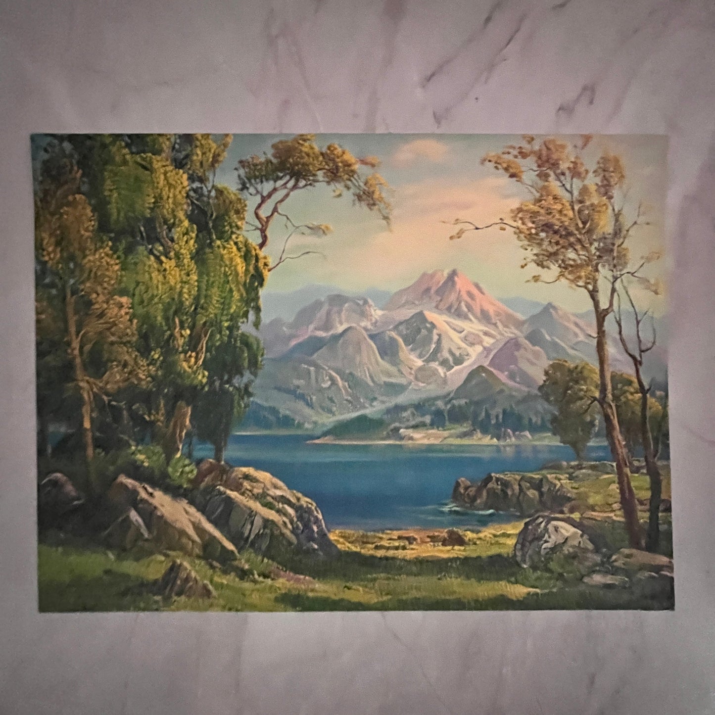 Fred Grayson Sayre “Lake And Mountains” Lithograph 12x16" Art Print FL1