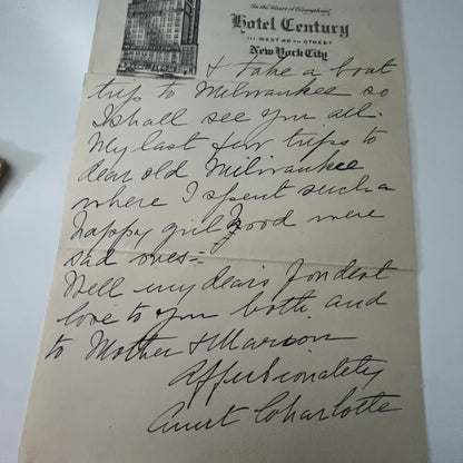 1930 Hotel Century New York City to Dorothy Swain Handwritten Letter AI9-H5