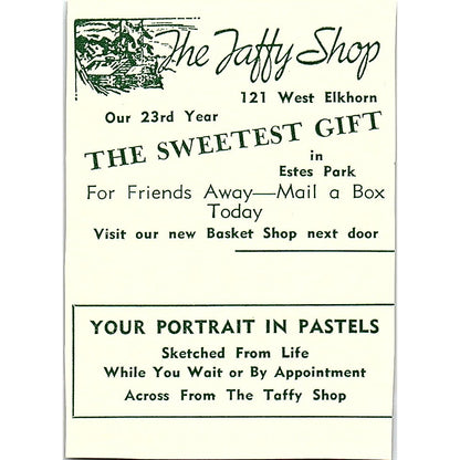 The Coffee Bar Morey Thompson, The Taffy Shop 1957 Estes Park CO Ad AG4-S10