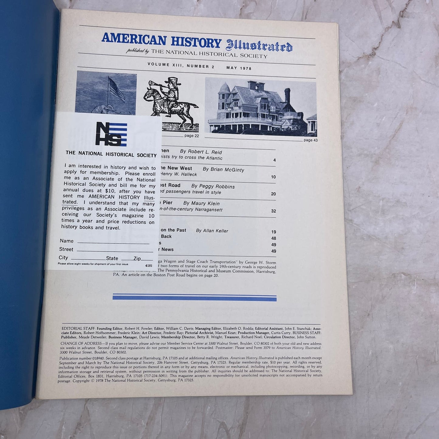 1978 May American History Illustrated Magazine Conestoga Wagon & Stage Coach M21