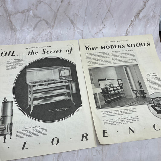 Florence Stove Co Boston 2 Pages 1928 Original Magazine Advertisement FL6-8