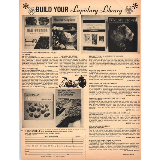 The Bookshelf Mission Hills CA Lapidary Library 1971 Magazine Ad D23