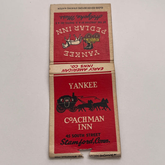 Yankee Pedlar Inn Holyoke MA, Coachman Inn Stamford CT Matchbook Cover TB8-MB-4
