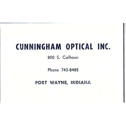 Cunningham Optical Inc 800 S. Calhoun Fort Wayne Indiana 1964 Ad AG1-M8