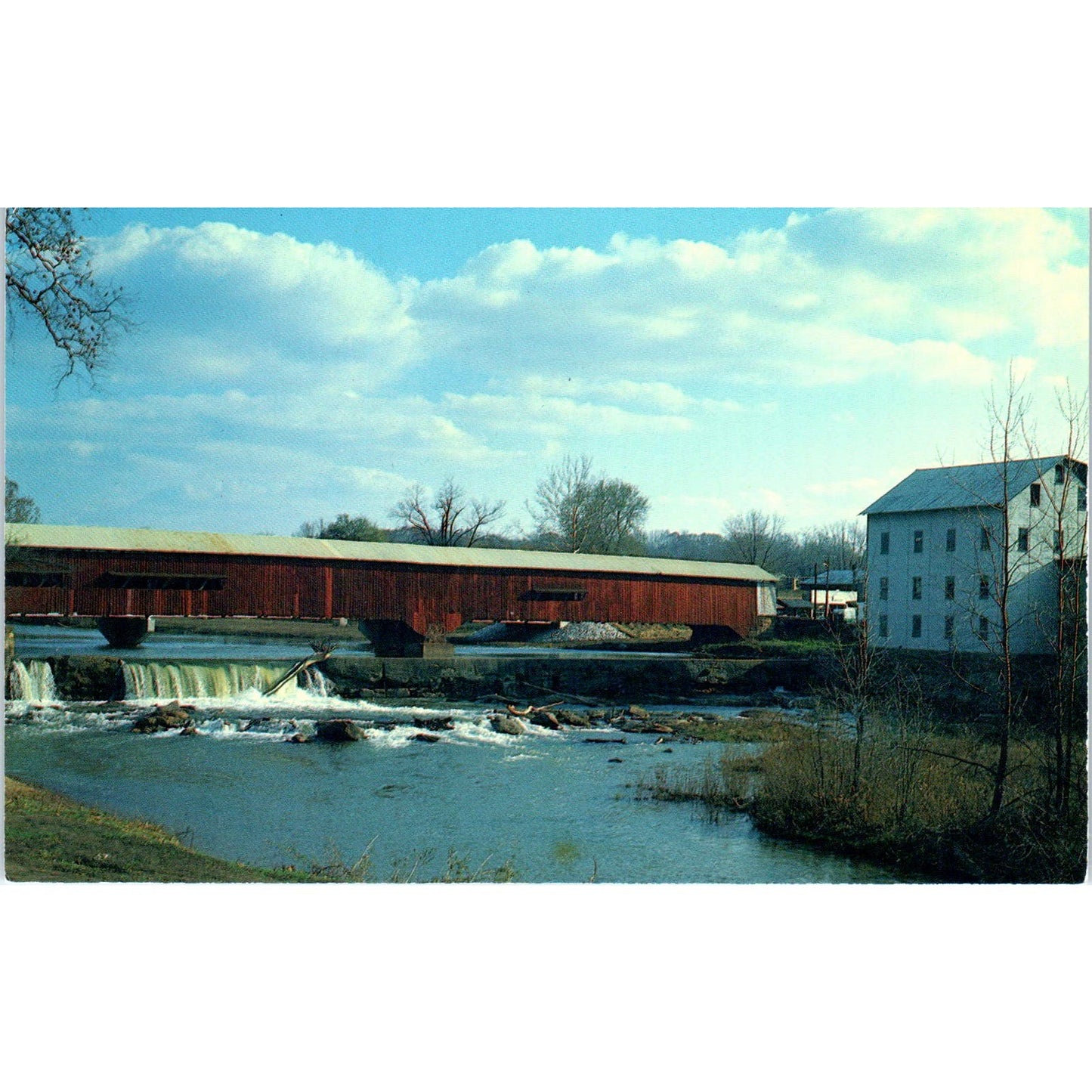 Parke County IN Bridgeton Bridge Vintage Covered Bridge Postcard PD3