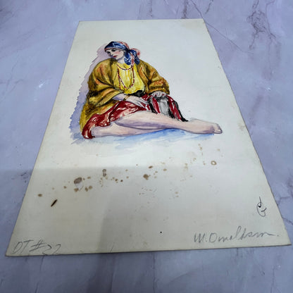 Gypsy Woman - M. Donaldson c1920 Original Art Painting 7x10" V22