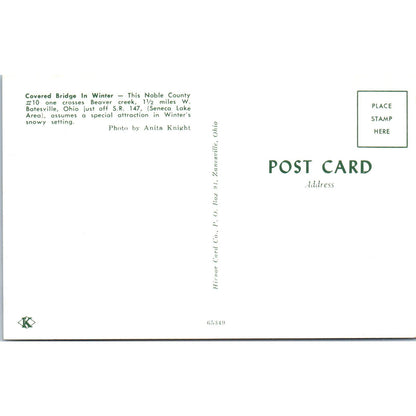 Noble County #10 Beaver Creek Batesville Ohio Covered Bridge Postcard PC2