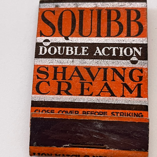 Squibb Double Action Shaving Cream Vintage Matchbook Cover TB8-MB3-1