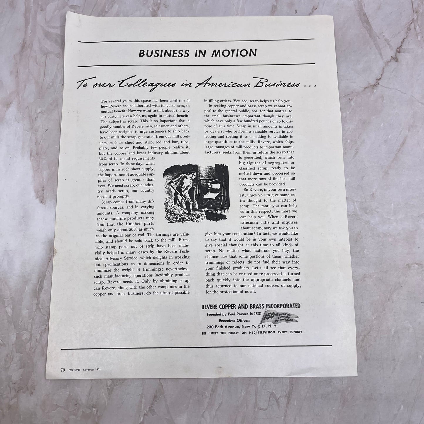 Revere Copper and Brass Incorporated New York 1951 Magazine Ad FL6-10