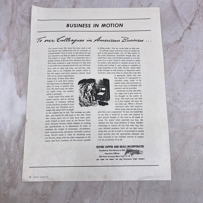 Revere Copper and Brass Incorporated New York 1951 Magazine Ad FL6-10