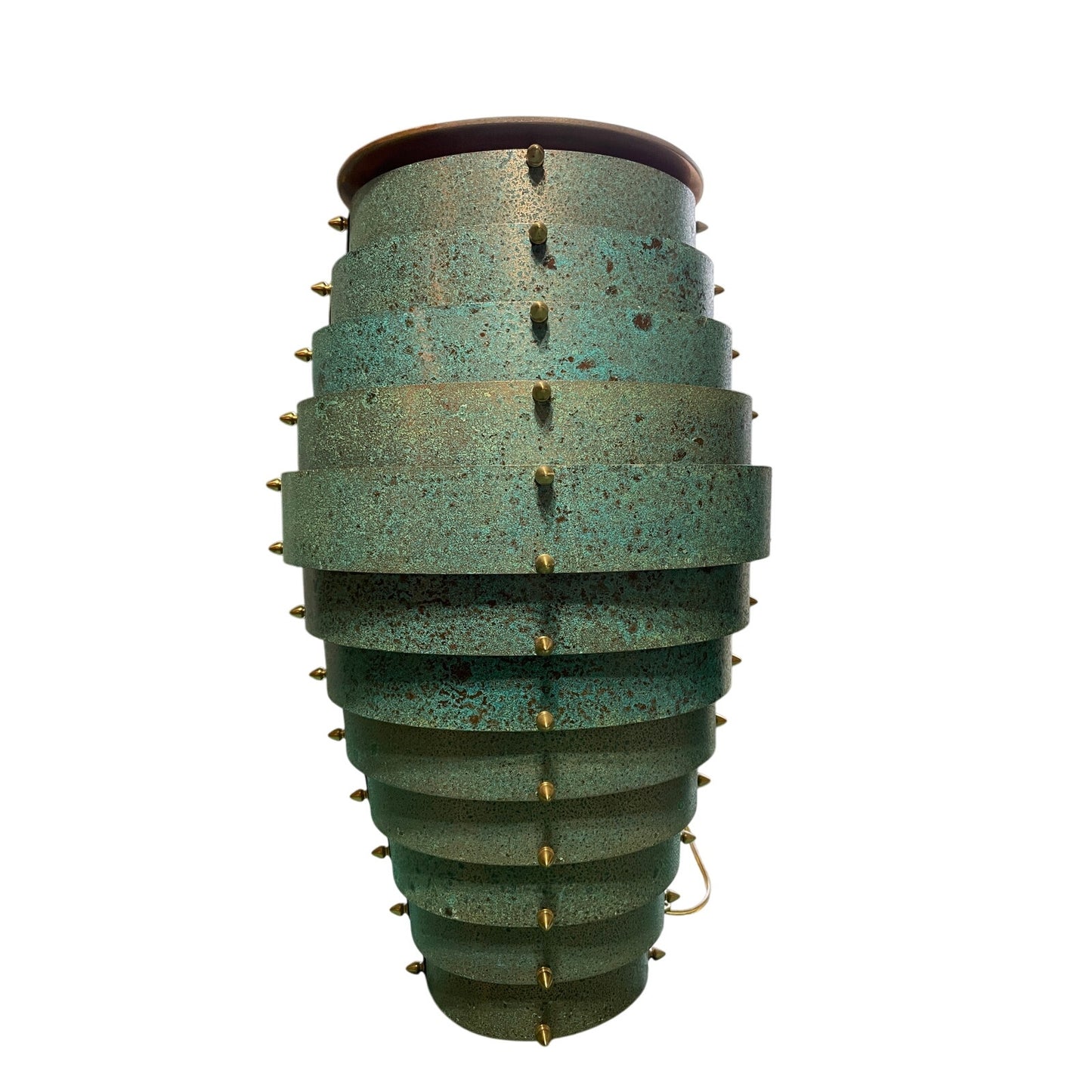 Original Frank Stone Art Hanging Light Fixture Copper Brutalist MCM Signed 21"