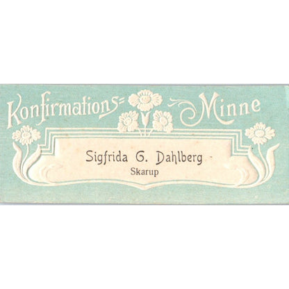 Sigfrida G Dahlberg Skarup Konfirmations Minne Embossed Swedish Calling Card AE2