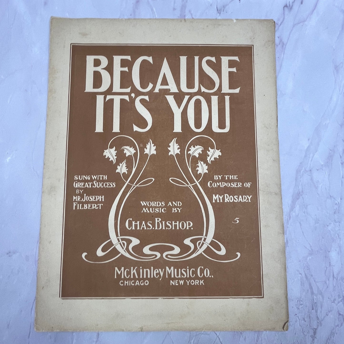 Because it's You Chas. Bishop Joseph Filbert 1901 Sheet Music V15