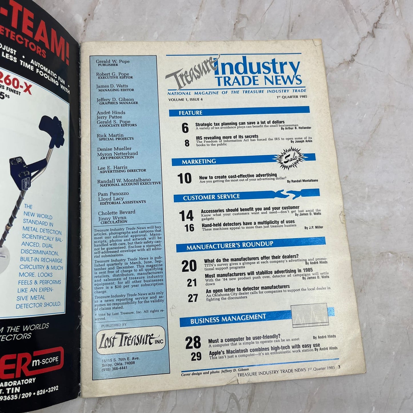 1985 1st Quarter - Treasure Industry Trade News Magazine - Treasure Hunting M18