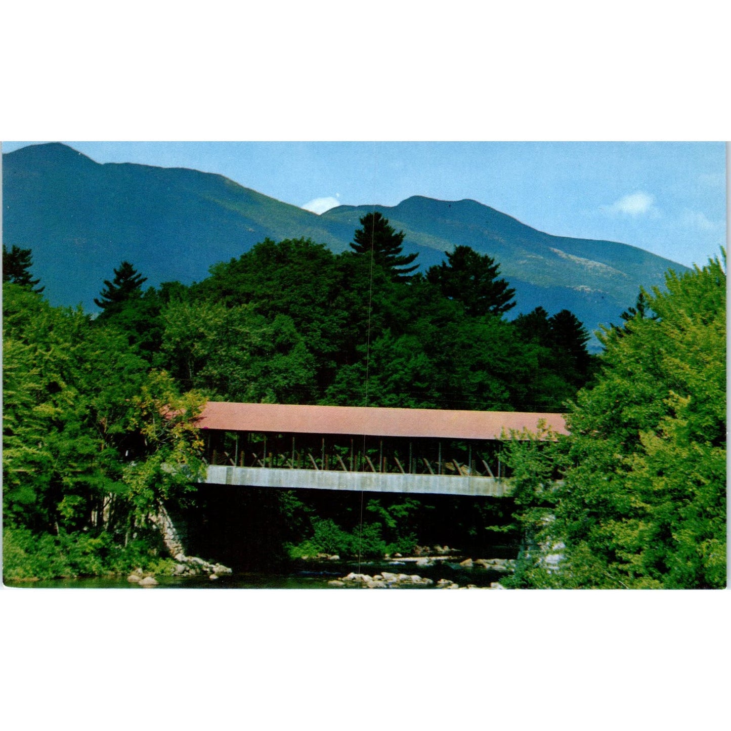 Saco River Conway White Mountains NH Vintage Covered Bridge Postcard PC13