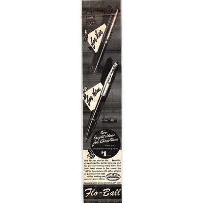 Flo-Ball Pen Corp Little Jewel Christmas New York NY 1948 Ad AG3-3