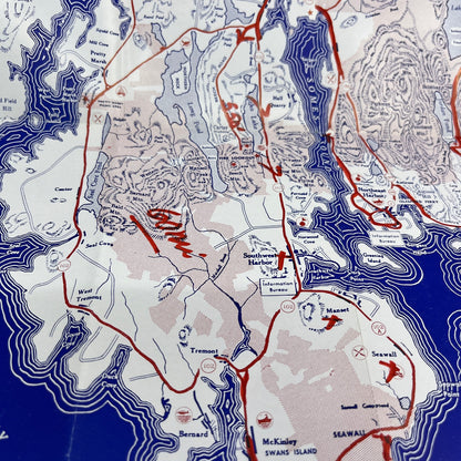 Mount Desert Island Maine Vintage Fold Out Travel Guide and Map TH9-LX1