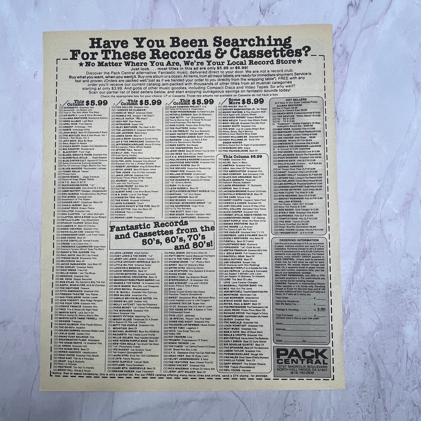 Records & Cassettes- Pack Central Magnolia Blvd North Hollywood CA 1984 Ad V14-7
