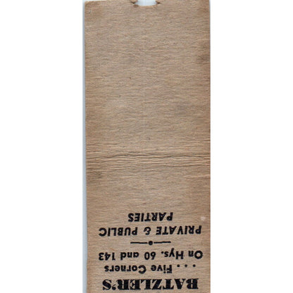 Al Batzler Tavern & Dance Hall Cedarburg WI Vintage Matchbook Cover SF4-Y3