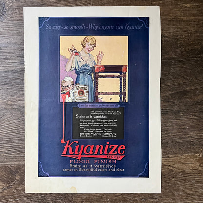 Kyanize Floor Finish Boston Varnish Company Vintage Magazine Ad 10x14 V7