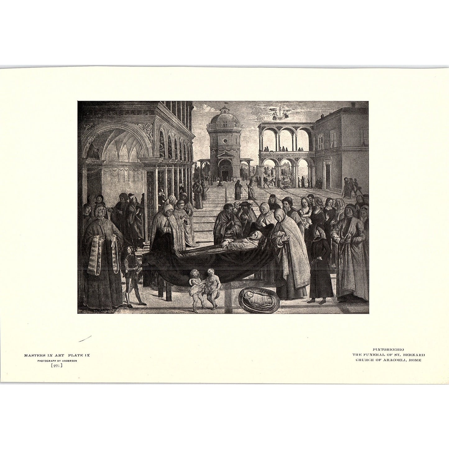 The Funeral of St. Bernard - Pinturicchio - 1904 Litho Art Print AF5-1