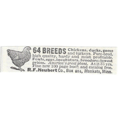 R.F. Neubert Co Chicks Mankato Minnesota 1926 Ad AG3-S23