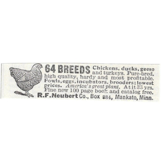 R.F. Neubert Co Chicks Mankato Minnesota 1926 Ad AG3-S23