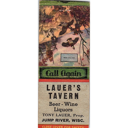Tony Lauer's Tavern Jump River WI Vintage Matchbook Cover SE5-Y2
