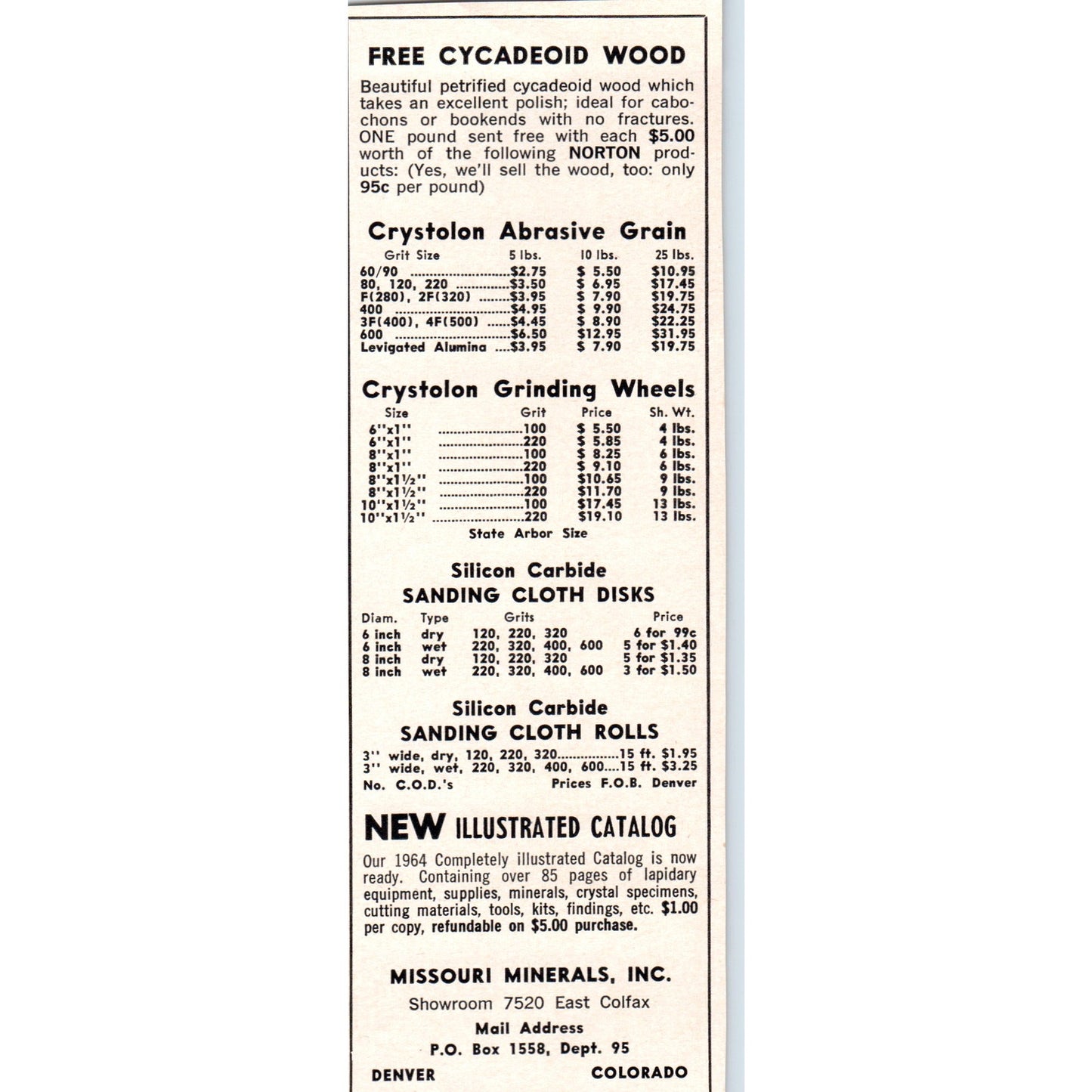 Missouri Minerals Inc Denver Colorado 1964 Magazine Ad AB6-LL1