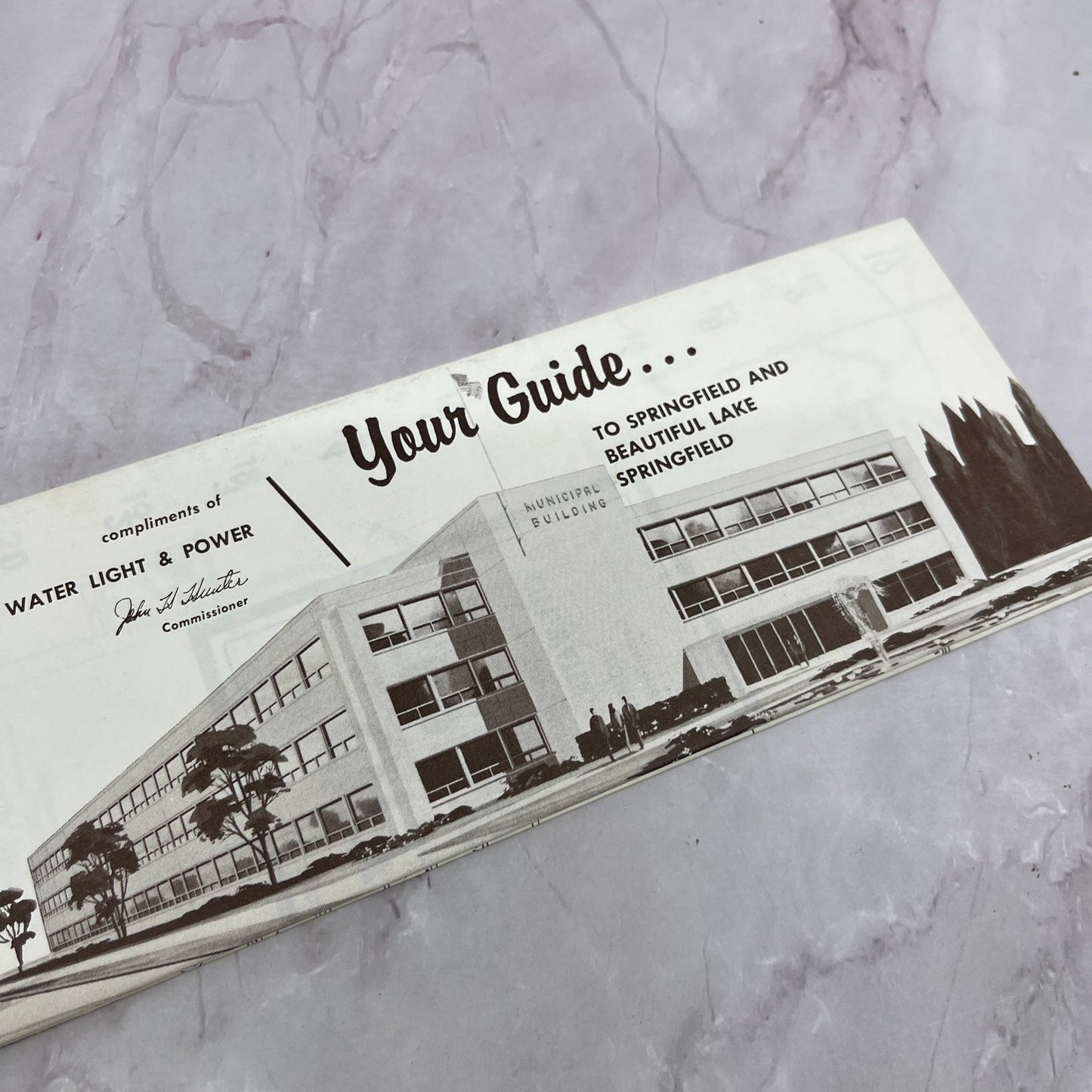 1960s Springfield IL Travel Guide Fold Out Map TH2-MP2