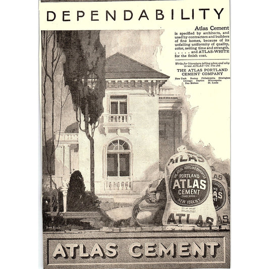 Atlas Cement - The Atlas Portland Cement Company c1920 Ad AF8-10
