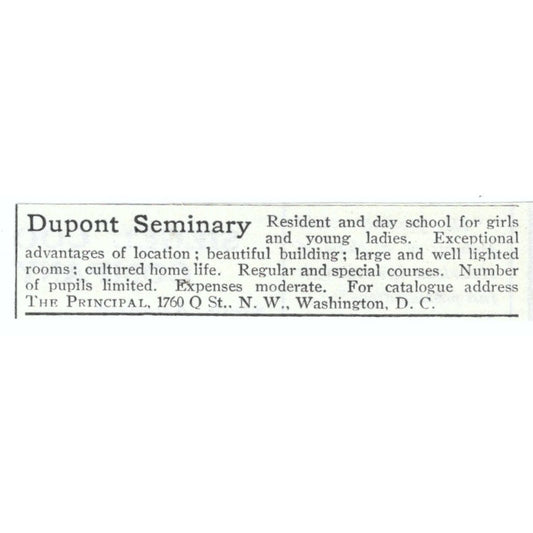 Dupont Seminary for Girls Washington DC 1903 Magazine Ad AF7-SS1