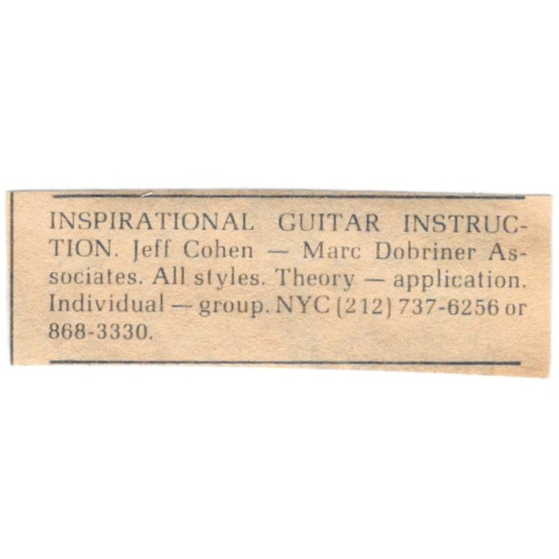 Marc Dobriner International Guitar Instruction - 1/2x2 1974 Ad AF6-S7