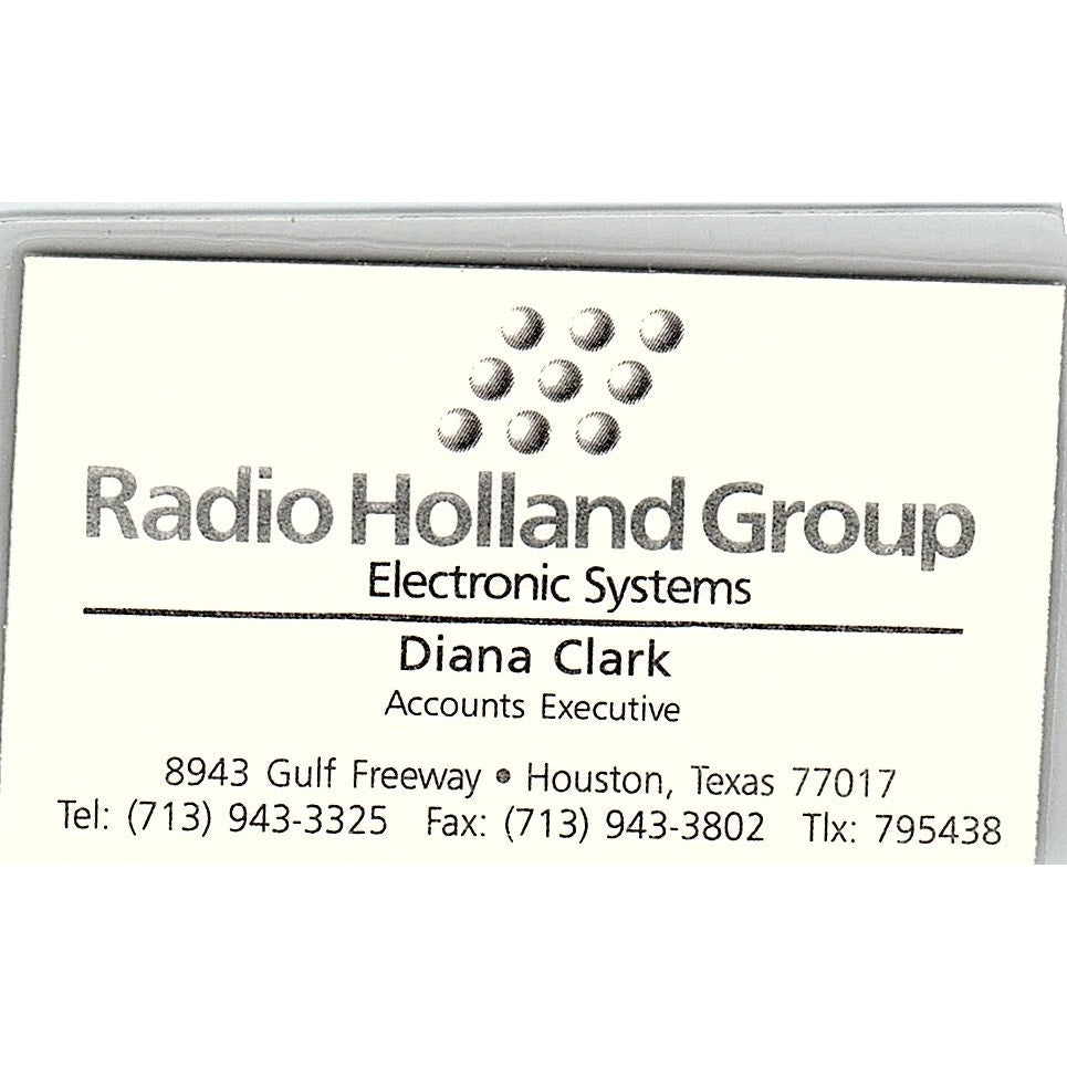 Diana Clark Radio Holland Group Electronic Houston Vintage Business Card SD9-B13