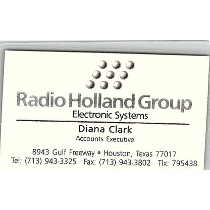 Diana Clark Radio Holland Group Electronic Houston Vintage Business Card SD9-B13