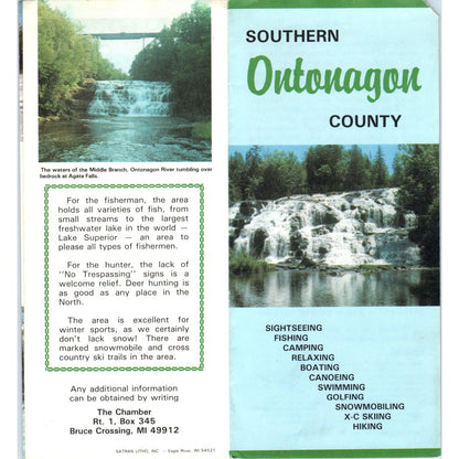 Vintage Southern Ontonagon County Bruce Crossing Michigan Travel Brochure TF4-B3