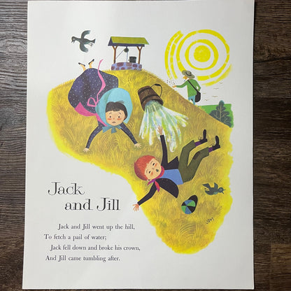Jack and Jill - Vintage Dale Maxy Mother Goose Lithograph Art Print 11x14 V9