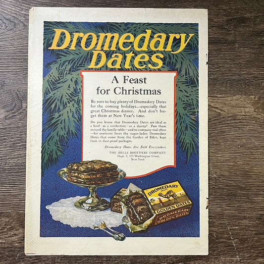 1916 Dromedary Dates - A Christmas Feast Hills Bros Magazine Ad 10x14 V3