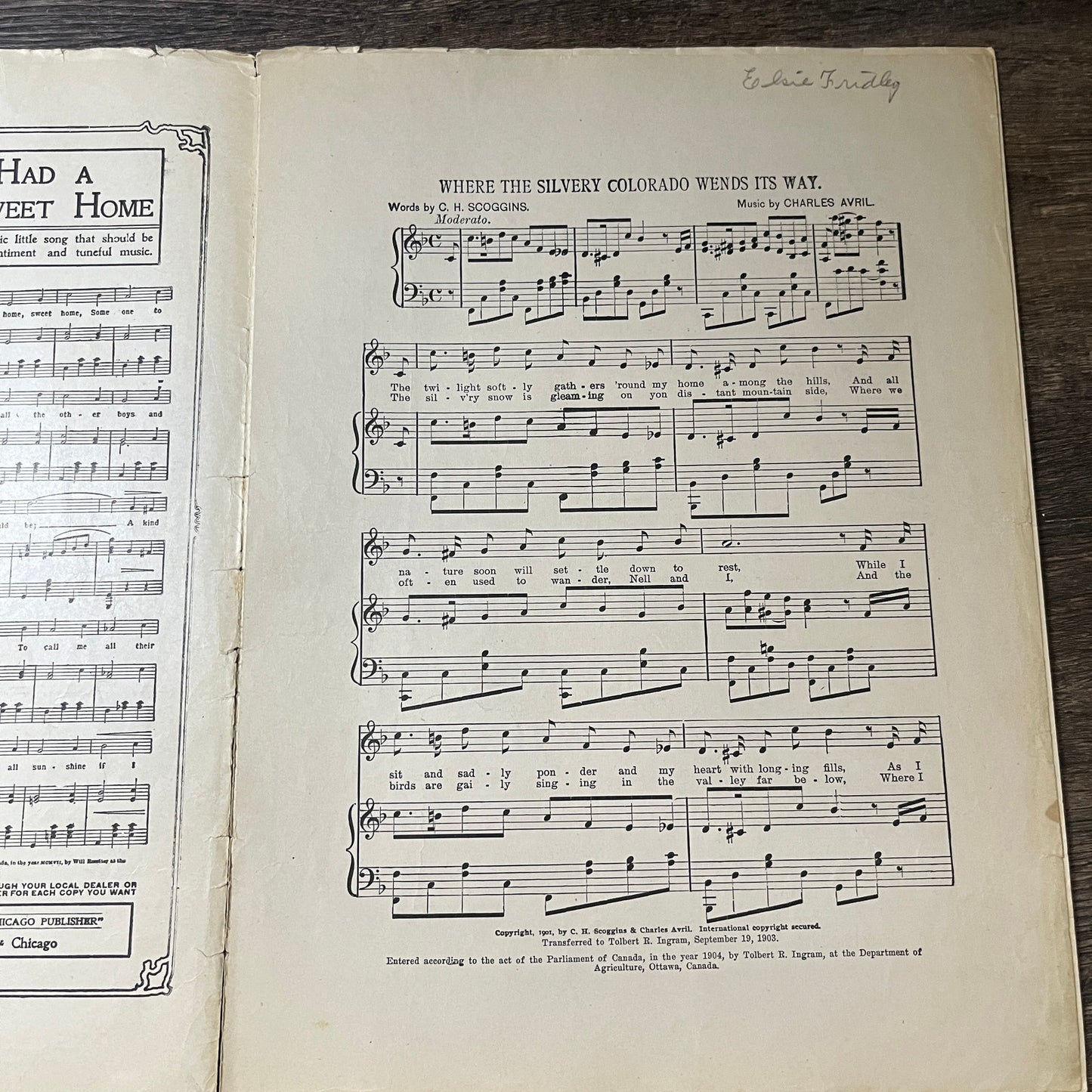 Where The Silv'ry Colorado Wends Its Way C.H. Scoggins 1903 Sheet Music V13